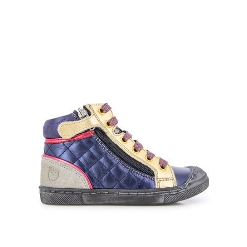 SHOOPOM / HIVER 2021 / PLUG ZIP LACE / LAMINATO/VELOUR + CAOUTCHOUC / NAVY/GOLD/PASSION
